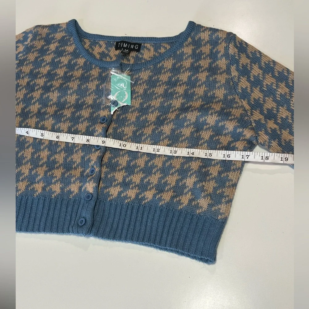 Houndstooth pattern cropped cardigan